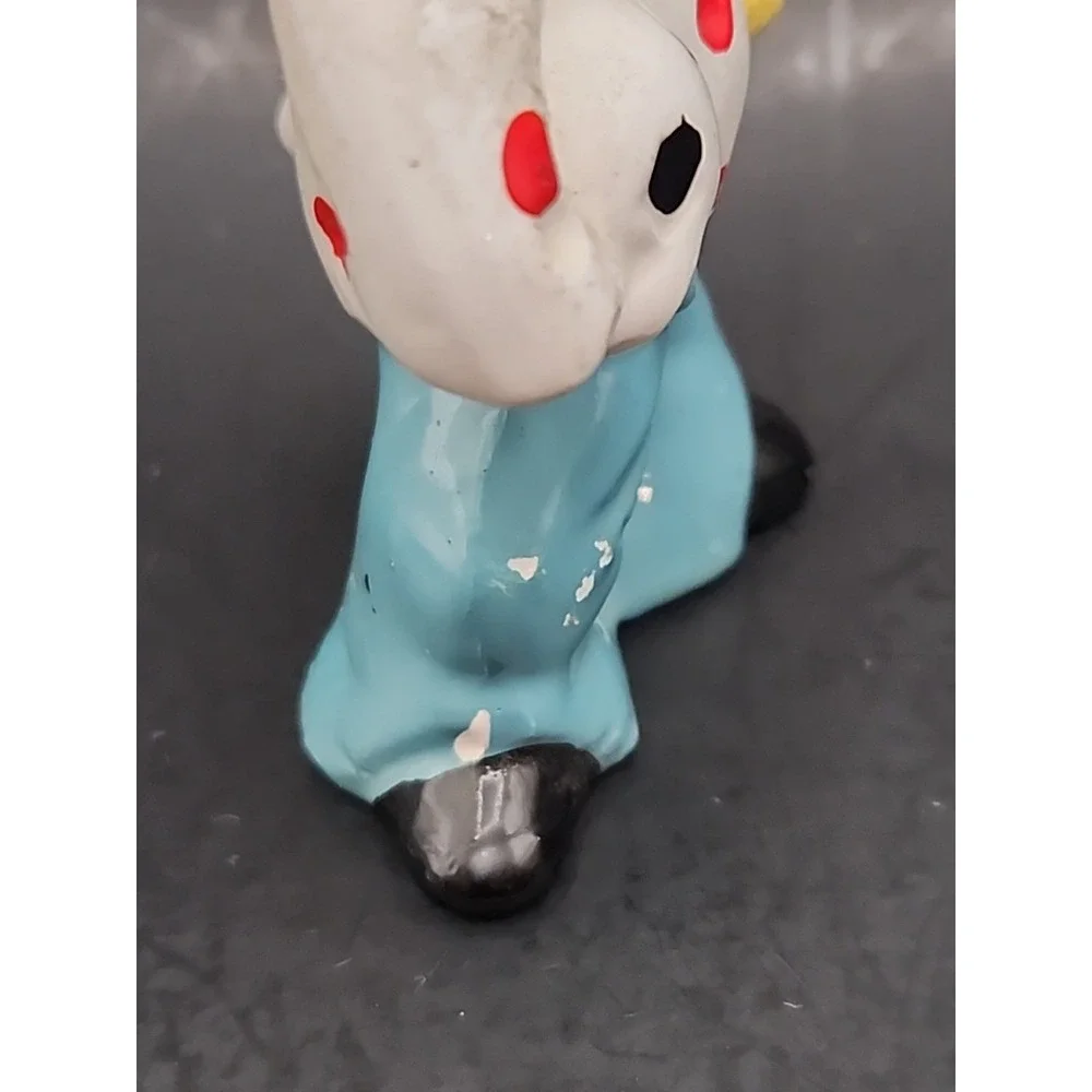 Vintage Porcelain Circus Soccer Clown Decorative Hair & Felt Hat 4.75